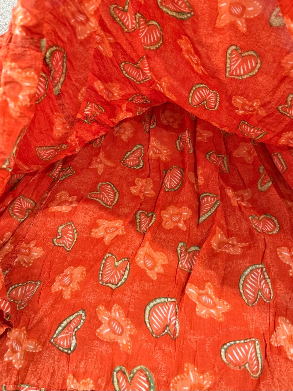 Vtg Jane Ashley 100% Cotton Voile Novelty Print Orange Midi Dress Women’s M - Picture 5 of 11